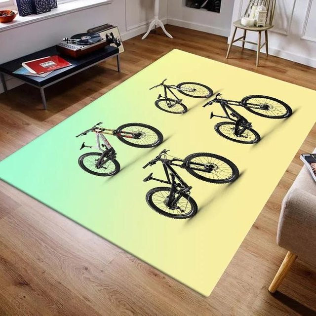 Karpetti Waschbarer Teppich mit Mountainbike-Design für Wohnzimmer und Schlafzimmer, B/T: 120 x 80 cm, Mehrfarbig - Bild 1