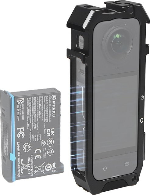 Insta360 Action-Kamera-Käfig für Insta360 X4 mit Panorama-Rahmen-Rig, magnetischem Klappstativadapter und Cold Shoe in Schwarz - Bild 1