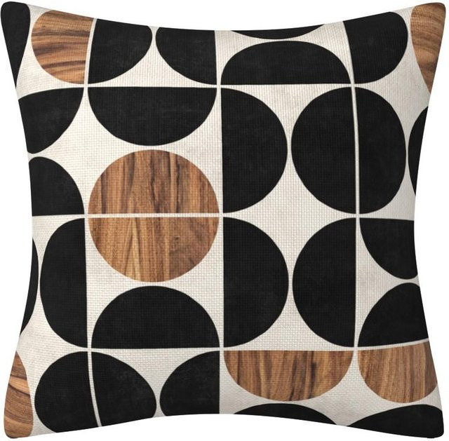 Tonnika Chen Kissenhülle mit böhmischem geometrischem Design aus Baumwolle und Leinen, Farbe: Schwarz, B/T/H: 18 x 18 x 18 cm - Bild 1