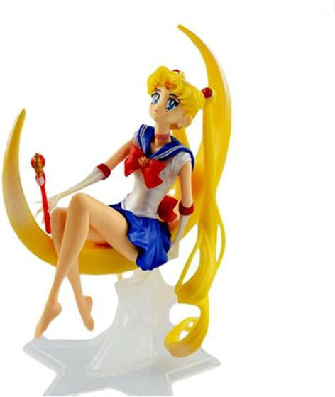 Fashnics Sailor Moon Anime Actionfigur Mondförmige Sitzende Haltung aus PVC für Kinder und Sammler, Höhe: 15,0 cm, Breite: 15,0 cm, Tiefe: 15,0 cm - Bild 1
