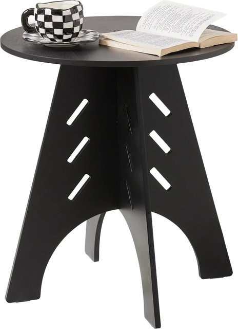 SoBuy Beistelltisch HFBT01-SCH in Schwarz mit Zapfenverbindungen, runder Couchtisch und Nachttisch aus Holz, B/T/H: 46,5 x 46,5 x 55,0 cm - Bild 1
