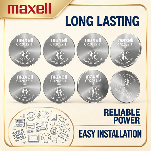 Maxell CR2032H Knopfzellenbatterie 3 V mit 240 mAh, 5 Stück, Farbe Silber - Bild 1