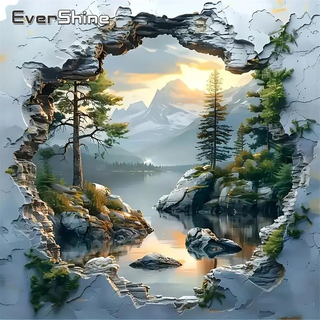 Evershine 5D-Diamantmosaik Flusslandschaft, Diamantmalerei - Bild 1