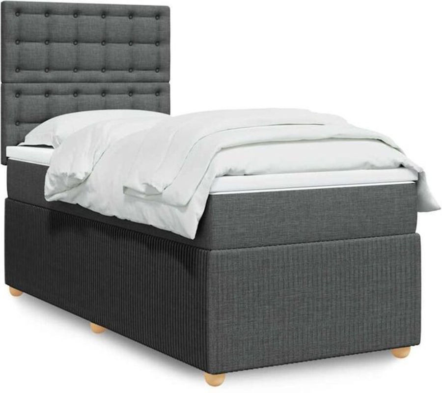 vidaxl Boxspringbett mit Matratze in Anthrazit Grau aus Stoff B/T/H: 100 x 200 x 140,5 cm - Bild 1