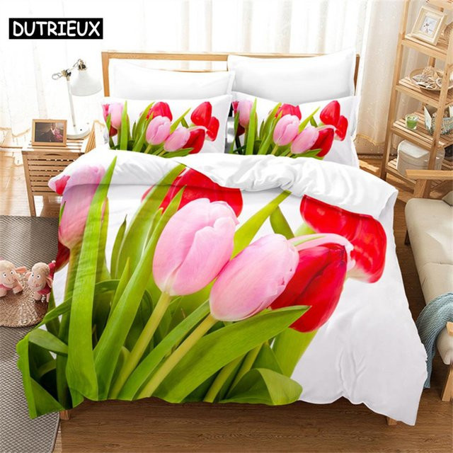 Binchi Outdoor Product Bettwäsche-Set Tulpenlandschaft aus Mikrofaser für Kinder, B/H: 140 x 210 cm - Bild 1