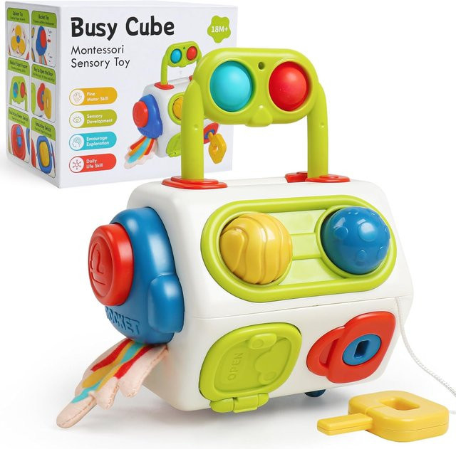 Kidsly Baby Busy Board Cube Montessori, Sensorisches Spielzeug, ab 3 Jahre - Bild 1