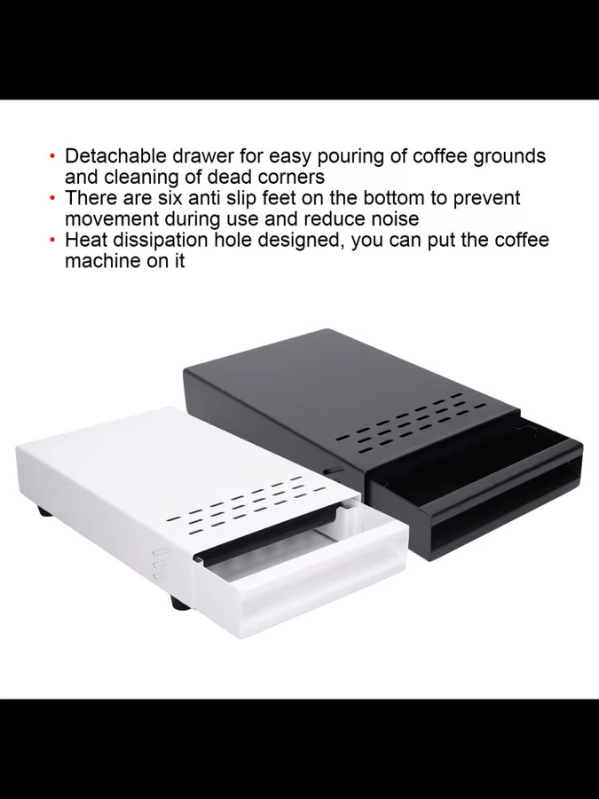 TOPINCN Kaffeesatzbehälter aus Edelstahl in Silber und Schwarz, rutschfester Kaffee-Abklopfbehälter in rechteckiger Form - Bild 6
