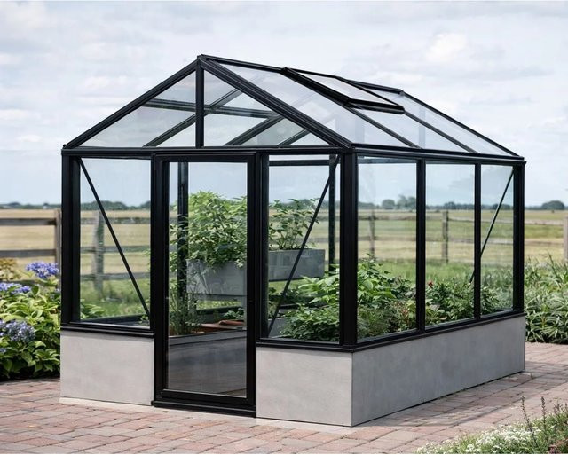 Bloomcabin Wandgewächshaus GHWM2 aus Aluminium und Sicherheitsglas in Schwarz, H x B x T: 235 x 235 x 235 cm - Bild 1
