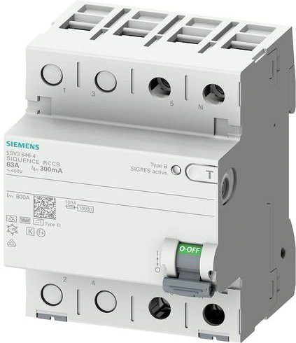 Siemens RCD Fehlerstrom-Schutzschalter Typ B, 2polig, 25A, 30mA, Farbe: Weiß - Bild 1