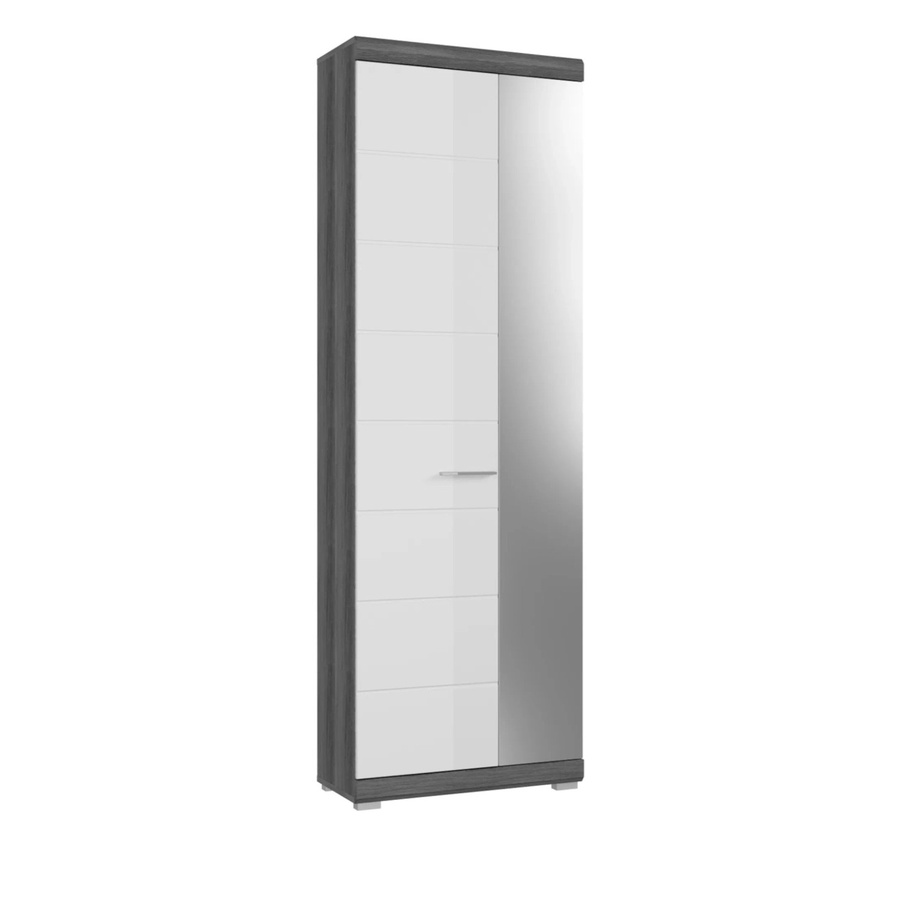 Inn.Furn Garderobenschrank Shawn in Weiß Hochglanz und Grau mit Spiegel, B/T/H: 62 x 37 x 197 cm - Bild 2