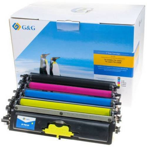 G&G Tonerkassette Set kompatibel mit Brother TN-230BK, TN-230C, TN-230M, TN-230Y in Schwarz, Cyan, Magenta und Gelb mit 2200 Seiten Reichweite - Bild 1