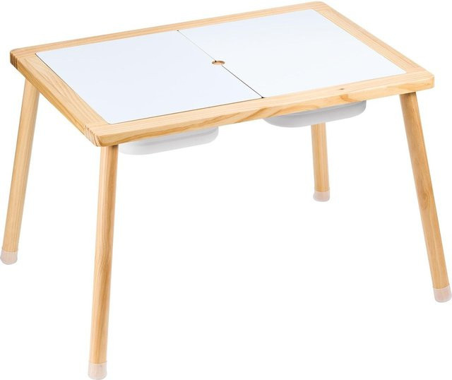 Buying Solutions, MB Sensorischer Holztisch für Kinder aus Kiefernholz mit 3 Aufbewahrungsboxen, Braun, Rechteckig - Bild 1