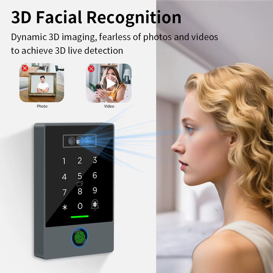LUCKING DOOR K3D TTLOCK WiFi Video Türklingel mit Gegensprechanlage, IP67 wasserdicht, Gesichtserkennung, Fingerabdruck, RFID-Karte, Palm-Scan und PIN Zugangskontrolle - Bild 2