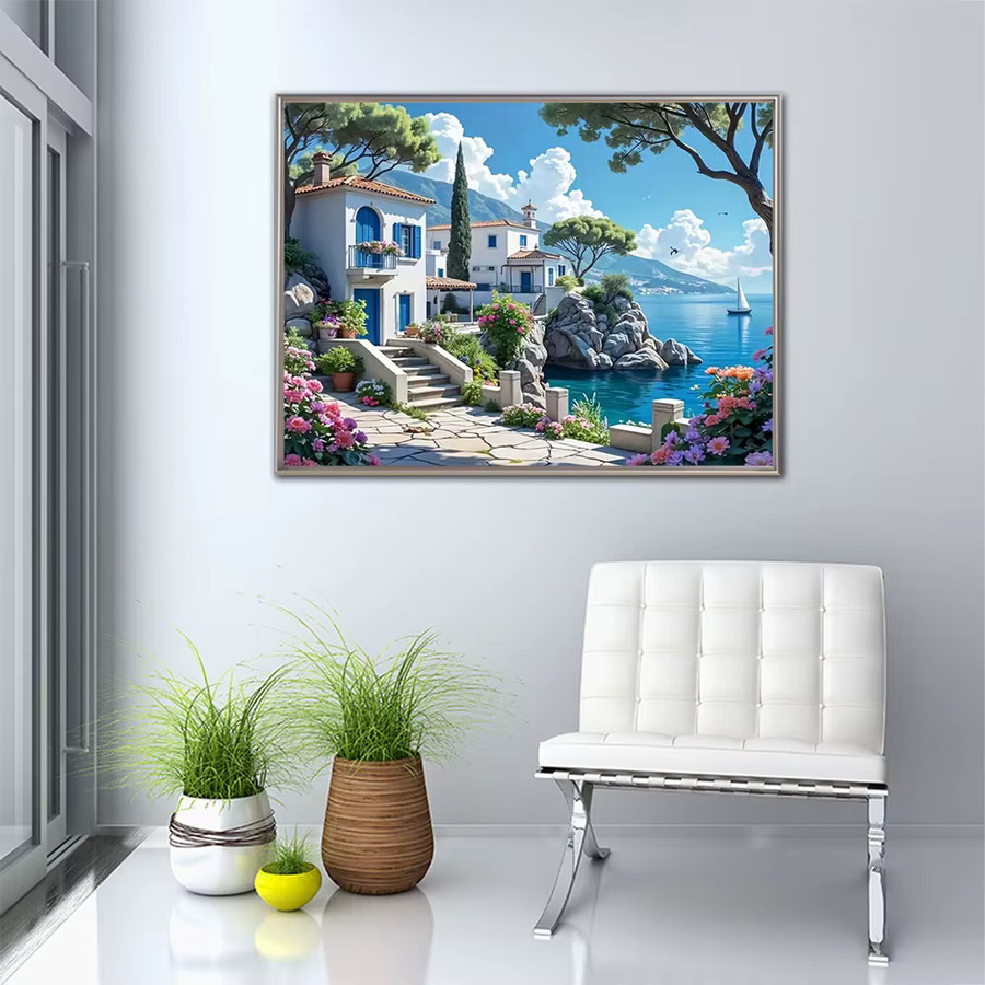 EverShine DIY Diamant-Stickerei Landschafts-Hausgemälde als Diamant-Mosaik Wanddekoration für Anfänger mit Full Round Steinchen - Bild 3