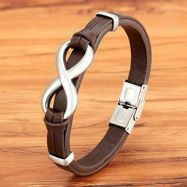Jew Story Armband, Leder, Edelstahl, Weiß, Herren, 19cm - Bild 1
