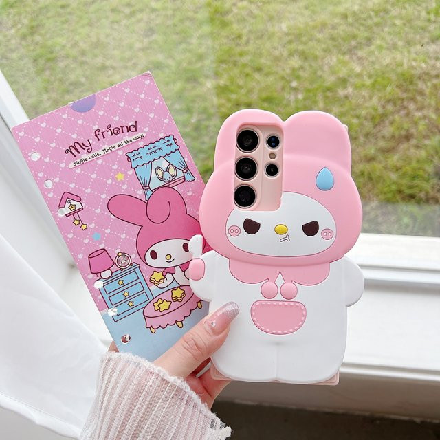 Angry Melody 3D Gabel Handyhülle in Pink für Samsung Galaxy S20 S21 S22 S23 S24 S25 S26 Plus Ultra FE A15 A16 A53 A57 Cartoon Rückseite Cover - Bild 1