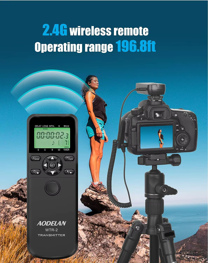 AODELAN Kamera Fernbedienung mit Timer und Wired Release Kabel für Nikon Z7II Z6 Z5 P1100 D3100 D5100 D5600 D600 D7000 D780 D7500 P950 P7700 in Schwarz - Bild 2