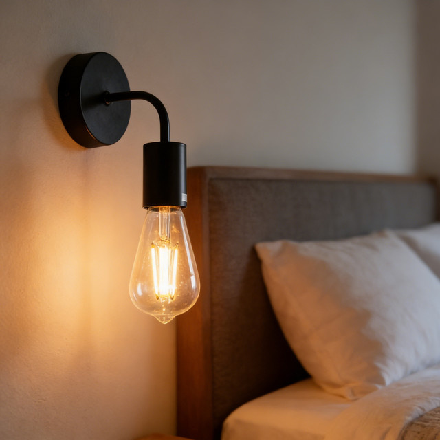 OSABO Wandleuchte aus Metall in Schwarz mit E27 Fassung für modernes Design im Schlafzimmer, Wohnzimmer oder Badezimmer - Bild 1