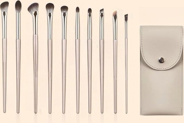 10-teiliges vergoldetes Make-up-Pinsel-Set mit Aufbewahrungstasche - Bild 1