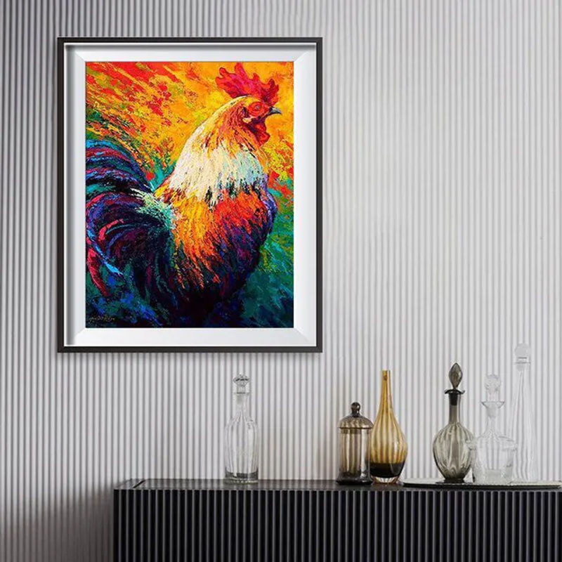 FIYO Diamond Painting Set Hahn Motiv Mehrfarbig Wanddekoration B: 30 cm, H: 20 cm - Bild 1