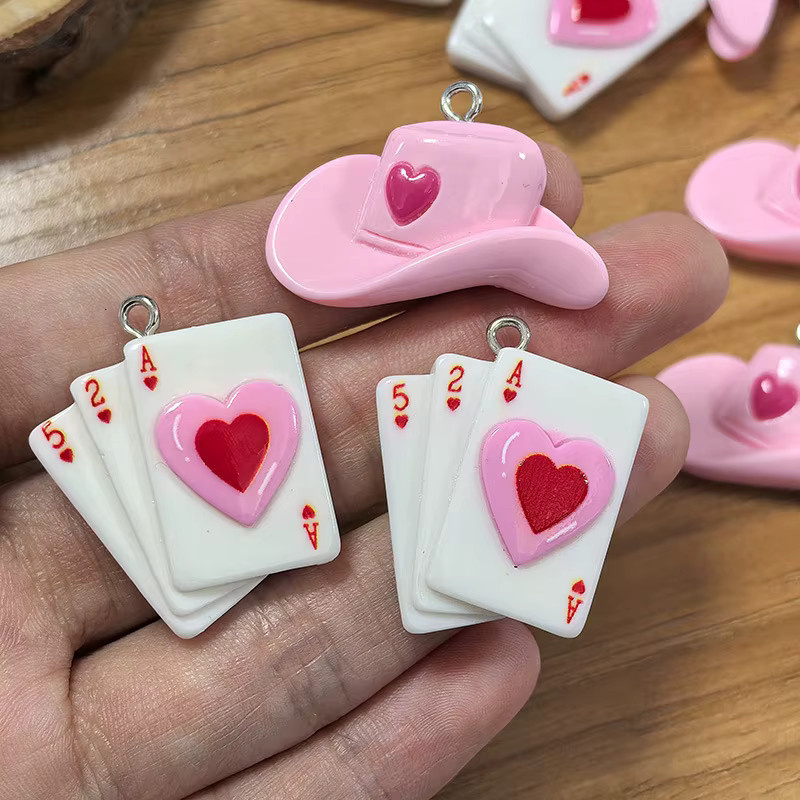 Rosa Cowboyhut-Staubschutz für dein Telefon mit Herz- und Poker-Design - Bild 2