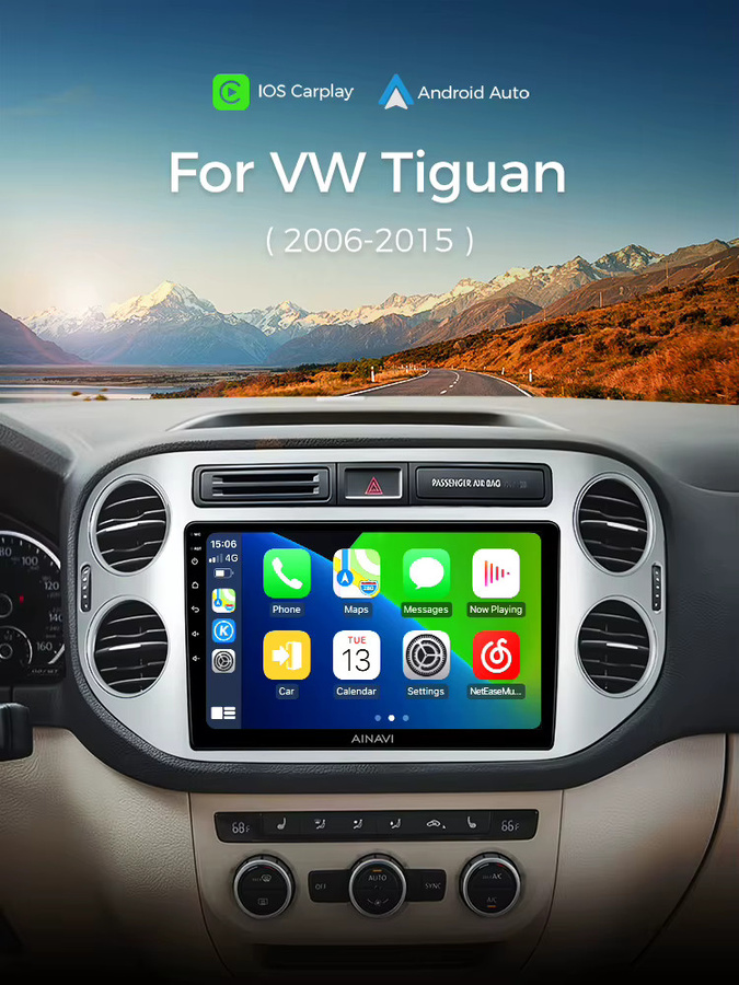 Ainavi Auto Radio Multimedia Player für Volkswagen VW Tiguan und Golf Plus mit drahtlosem Carplay und Android Auto in Schwarz - Bild 7