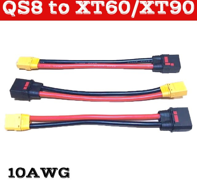 DIVEDEER QS8 auf XT90 und XT60 Flugzeug Modell Stecker Umwandlung Verbindungsleitung 10AWG Anti-Funken-Adapter, Länge: 10 cm - Bild 1
