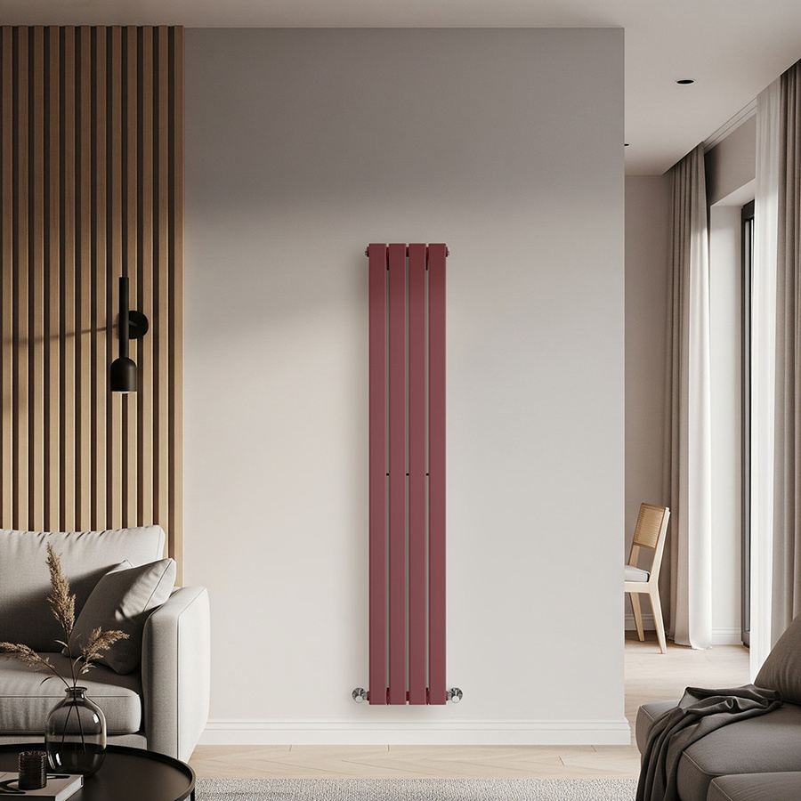 Einlagiger Design-Heizkörper Vertikal von Delta in Rot, Höhe: 160 cm, Breite: 28 cm - Bild 1