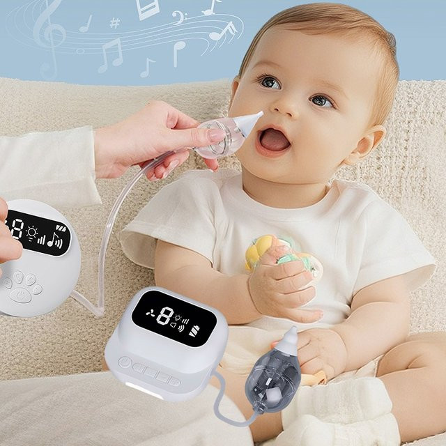 Elektrischer Nasenreiniger von SMHXIANGQIANJIN in Weiß mit Musik und sanftem Licht, wiederaufladbarer Nasensauger für Babys und Kleinkinder - Bild 1
