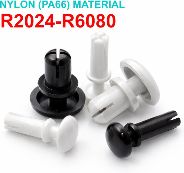 Zimir Nylon-Drucknieten R-Typ Kunststoff-Schnappnieten für PC-Platten-Paneele in Schwarz und Weiß - Bild 1