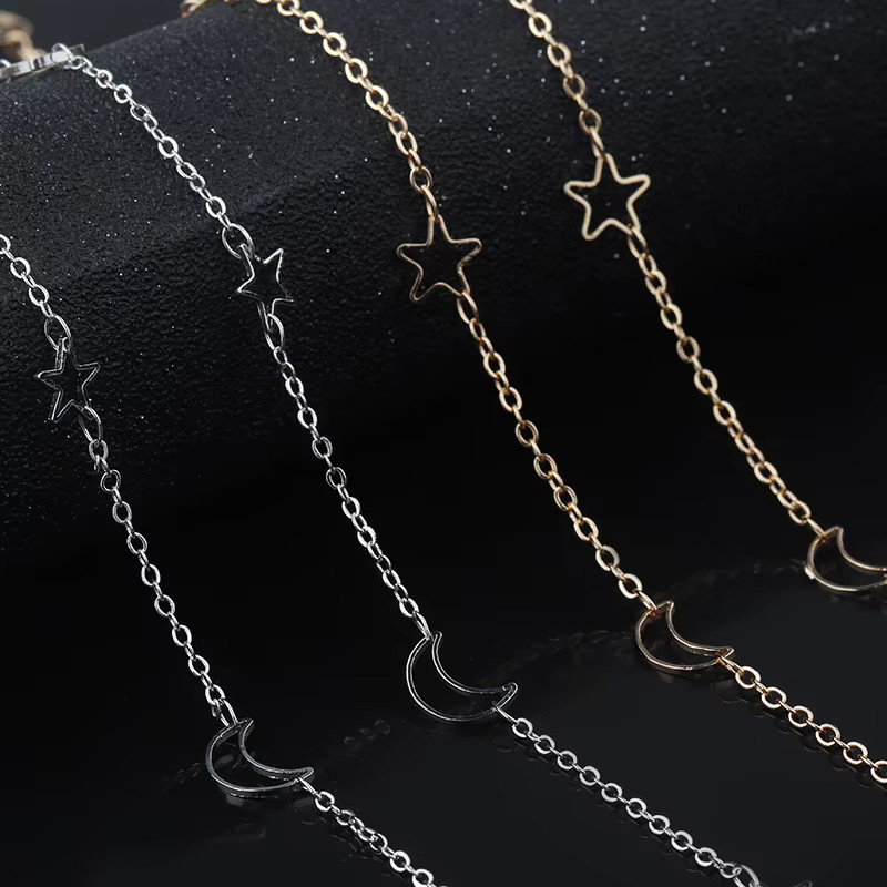 louleur Gliederkette Kupfer, Gold, Stern Mond, Unisex - Bild 3
