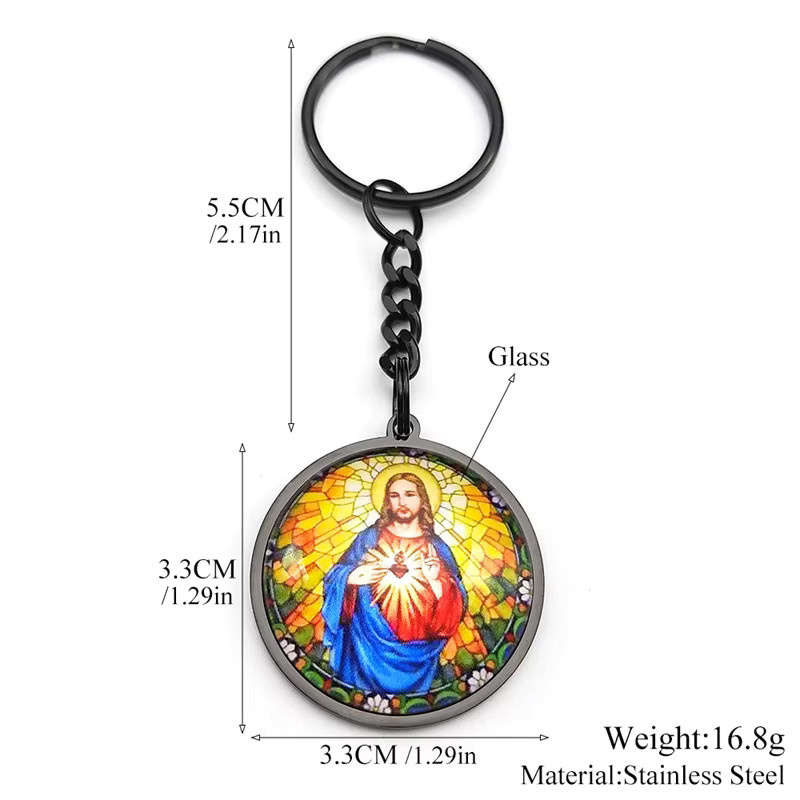 JYTF Schlüsselanhänger Edelstahl, Heiliges Herz Jesu Medaille, Unisex - Bild 3