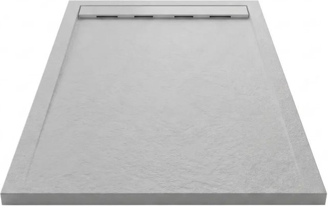 Mirlo Duschwanne Ribera aus Mineralguss, rechteckig, Grau, B: 70 cm, L: 190 cm, extra flach mit Anti-Slip-Funktion - Bild 1