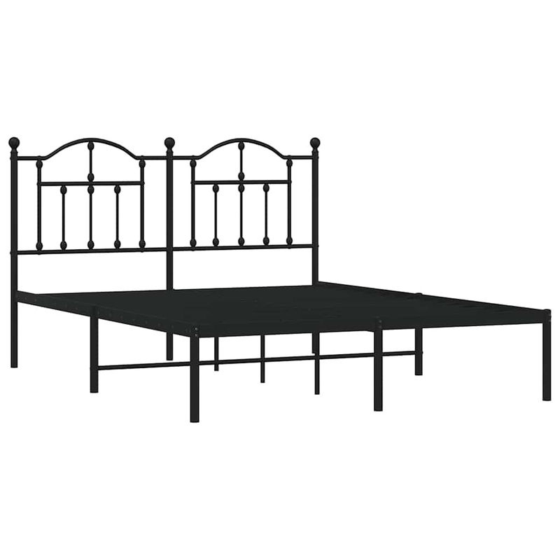 Vidaxl Metall-Bettgestell mit Kopfteil aus Stahl in Schwarz, B/L: 140 x 190 cm - Bild 3