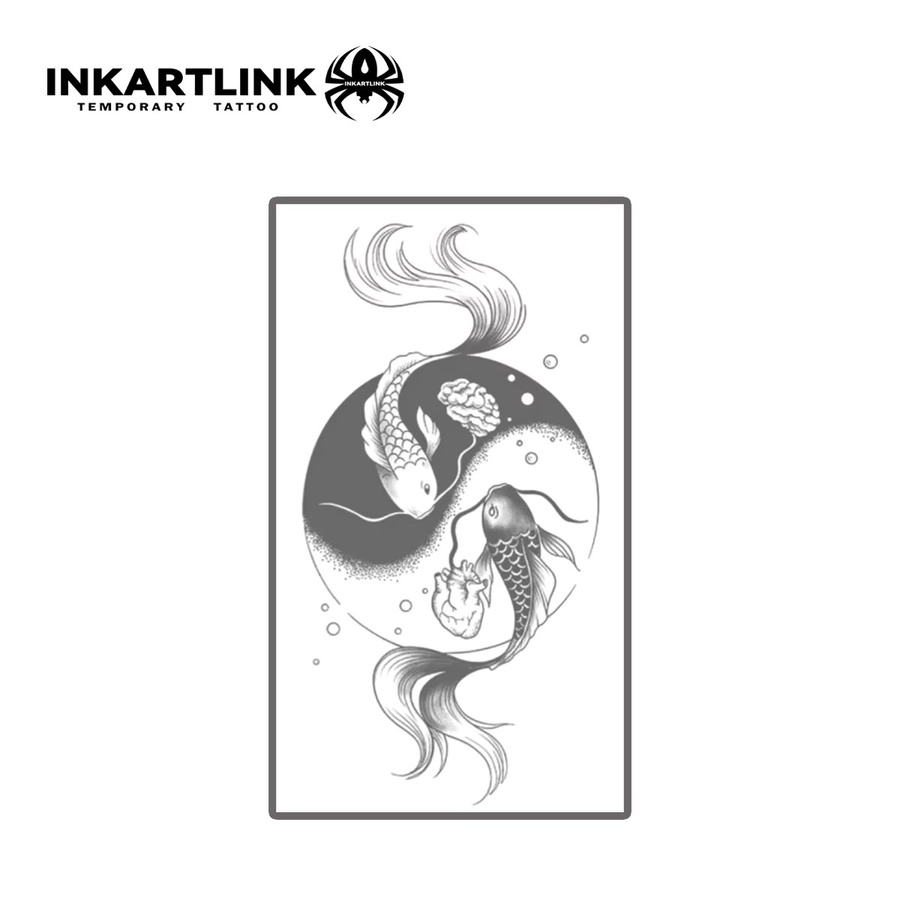 INKARTLINK Semi-permanentes Tattoo, Tai Chi Fisch, Unisex - Bild 3