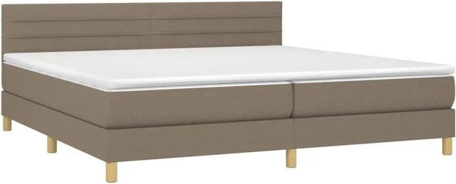 vidaXL Boxspringbett mit Matratze und LED-Beleuchtung in Taupe, Hybrid-Bett mit USB-Anschluss und Taschenfederkern, B/T: 200 x 200 cm - Bild 1