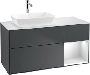V&B Finion Waschtischunterschrank mit Wandbeleuchtung, Farbe Grau lackiert, Breite: 120 cm, Tiefe: 50,1 cm, Höhe: 50,1 cm - Bild 1