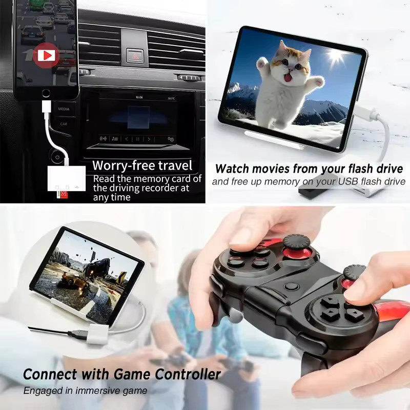GGBEE 3-in-1 Multifunktions OTG Kartenleser Typ C auf TF SD und USB, Weiß, kompatibel mit Android und Huawei Tablets - Bild 5
