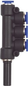 Riegler T-Mehrfachverteiler 3-fach Blaue Serie mit 8 mm Stecknippel und Schlauchdurchmesser 3x6 mm in Blau und Schwarz - Bild 1