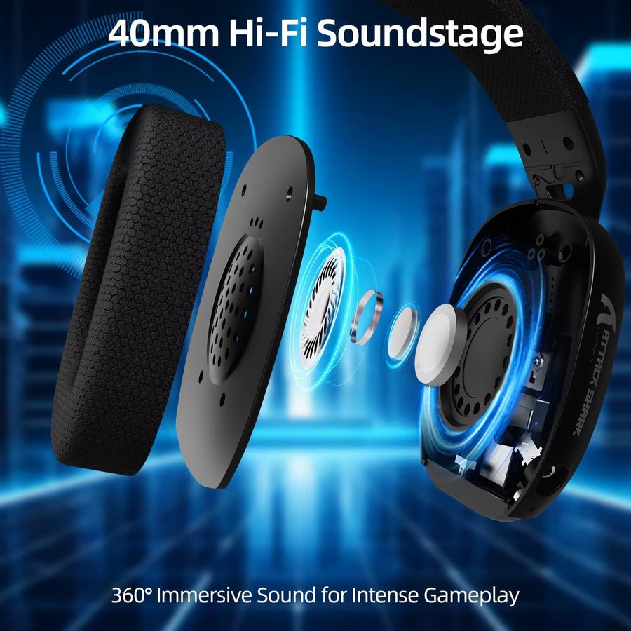 Attack Shark L80PRO Kabelloses Gaming-Headset mit Lightseed Tech, abnehmbarem Dual-Mikrofon und Tri-Mode in Schwarz oder Weiß - Bild 3