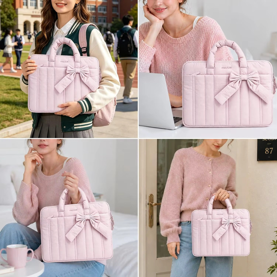 Gepolsterte Laptop-Tasche von MOSISO in Pink für MacBook, HP, Dell, ASUS und Lenovo, passend für 13 bis 15 Zoll - Bild 2