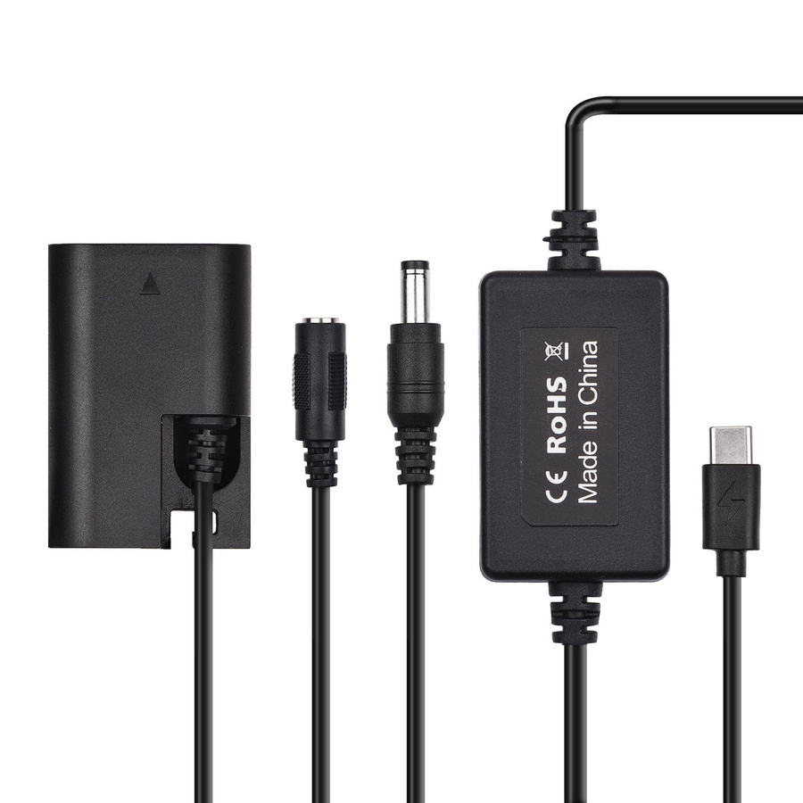 Dummy Batterie DC Koppler LPE6N mit USB-C Kabel als Ersatz für Canon EOS 60D 70D 80D in Schwarz - Bild 4