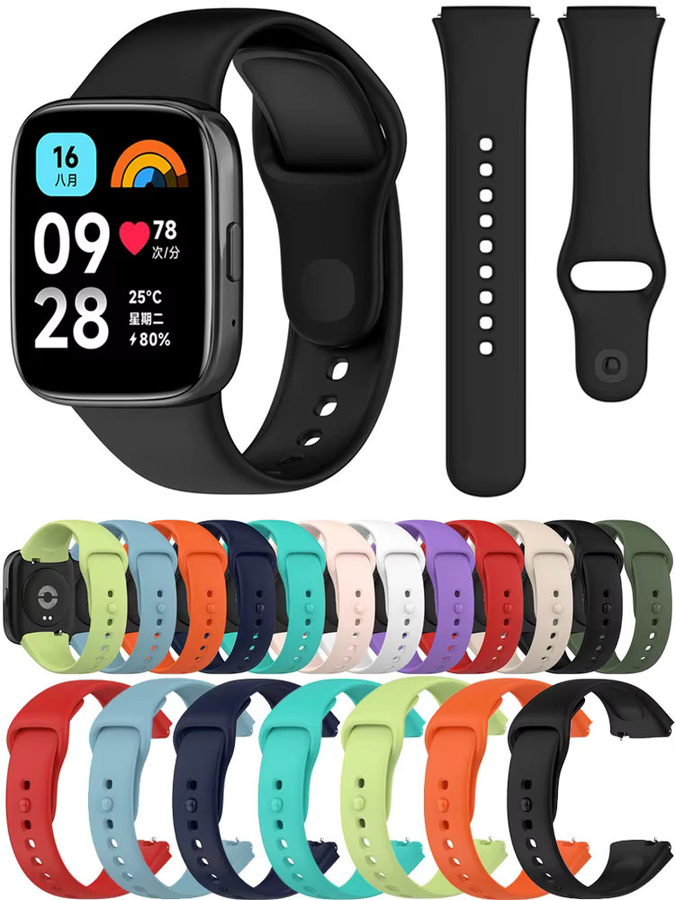 ZHANGU Uhrenarmband Silikon, Schwarz, Xiaomi Redmi Watch 3, Lite, Active - Bild 5