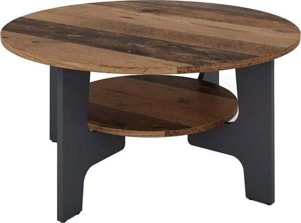 byLIVING Couchtisch JONNY in Anthrazit mit Altholz-Optik und Melaminoberfläche, Durchmesser: 80 cm, Höhe: 42,5 cm