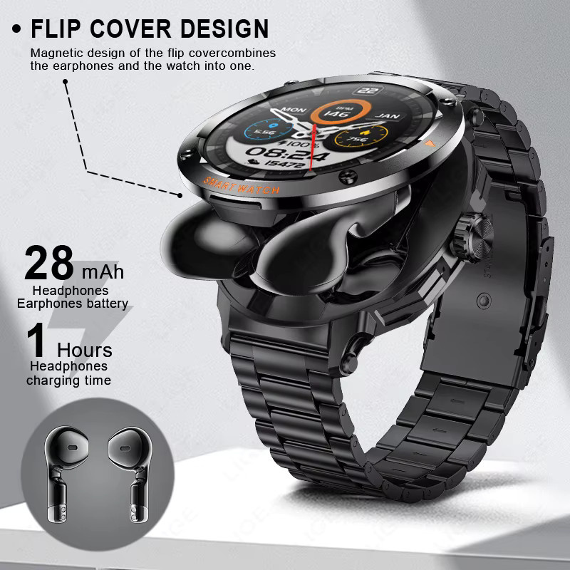 LIGE Smartwatch, Edelstahl, Schwarz, Herren - Bild 2