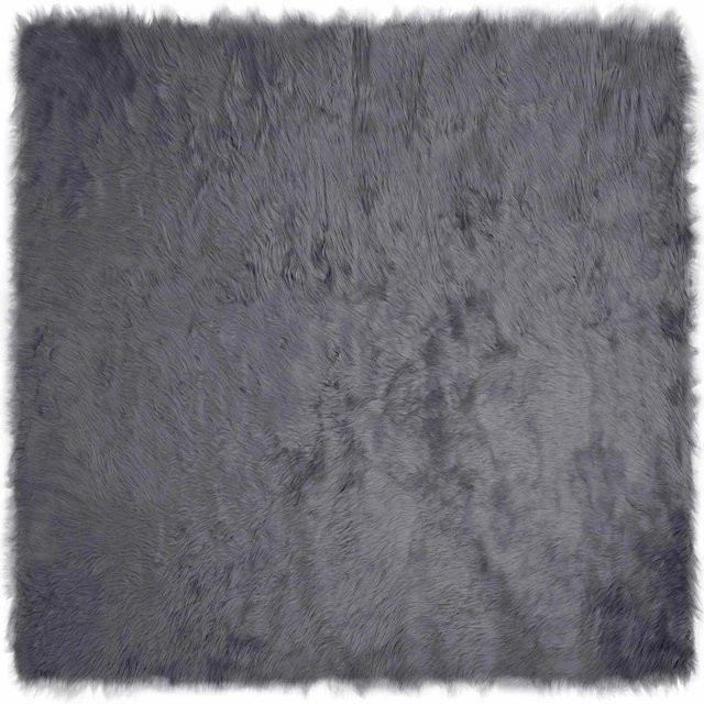vidaXL Kunstschaffell Teppich Tafalla Anthrazit, B/B: 160 x 160 cm, Polyester - Bild 1