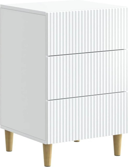 vidaXL Nachttisch mit Schubladen in Weiß aus Holzwerkstoff, B/T/H: 43 x 41 x 66,5 cm - Bild 1