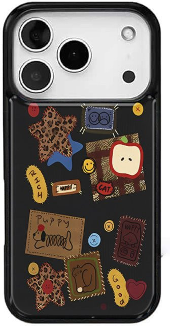 AIR PLUS Handyhülle mit Retro-Illustrationen für iPhone 11 bis 17 Pro Max aus Epoxidharz und TPU in Schwarz - Bild 1