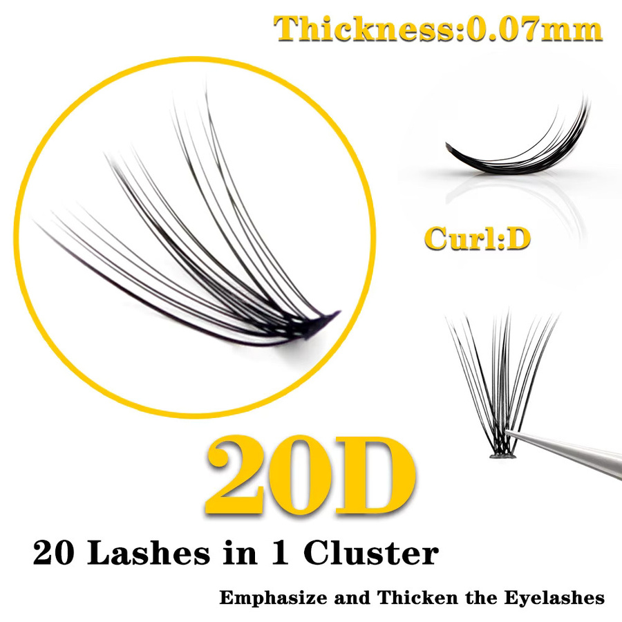 Kimcci Wimpernverlängerung, 120 Bündel, 20D-Cluster, Black, Unisex - Bild 3