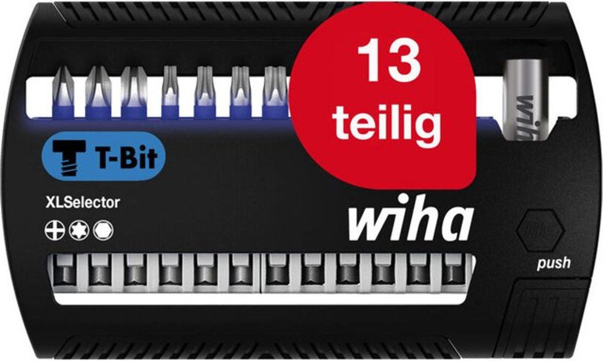 Wiha Bit Set XLSelector 13-teilig mit T-Bit 50 mm, Phillips, Torx und Sechskant, inklusive magnetischem Bithalter, geeignet für Impact- und Schlagschrauber, Blau - Bild 2